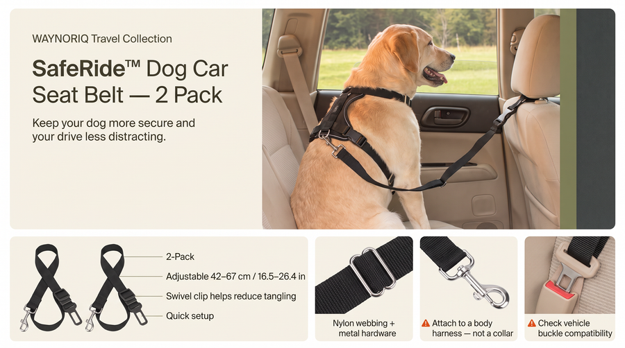 SafeRide™ Dog Car Seat Belt — 2 Pack