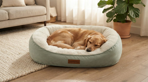 CozyNest™ Plush Dog Bed — Light Green — WAYNORIQ