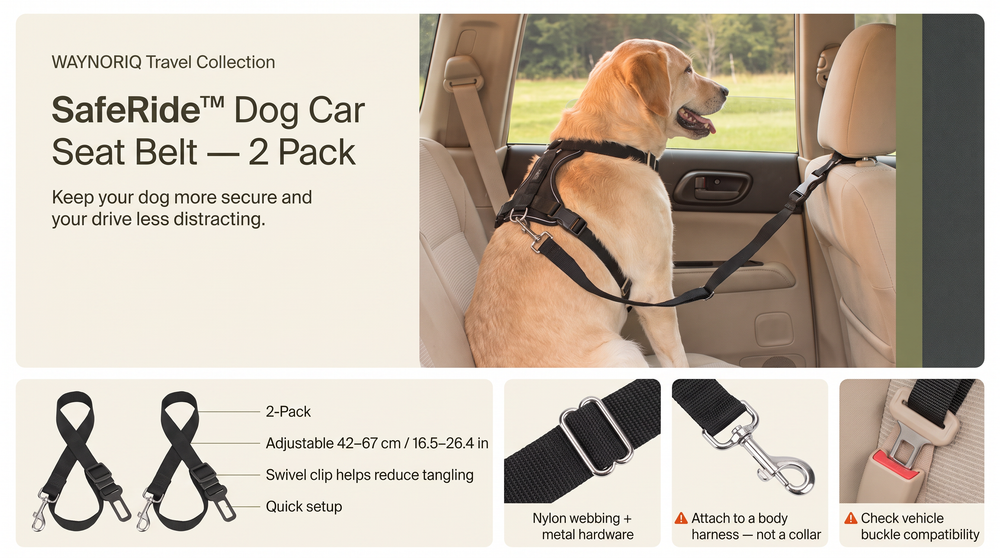 SafeRide™ Dog Car Seat Belt — 2 Pack